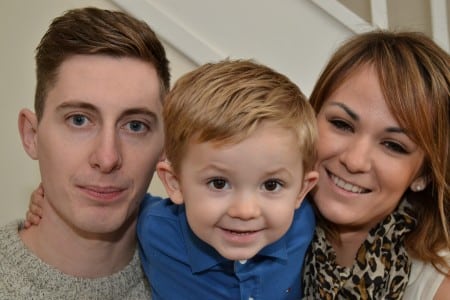 Peter and Kaylie Parvin with son Lewis who had a freak hide and seek accident